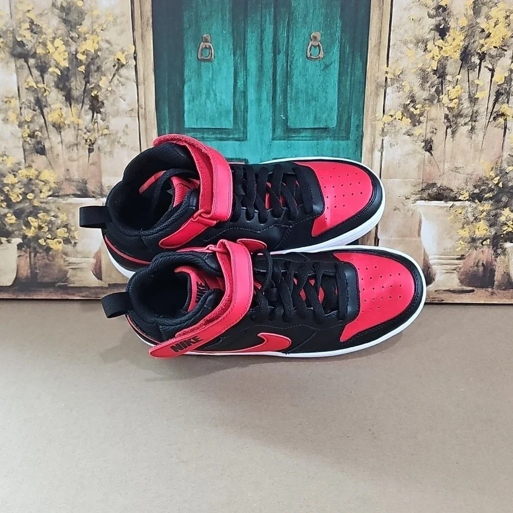 Nike Court Borough Mid 2 Black University Red GS  CD7782-003